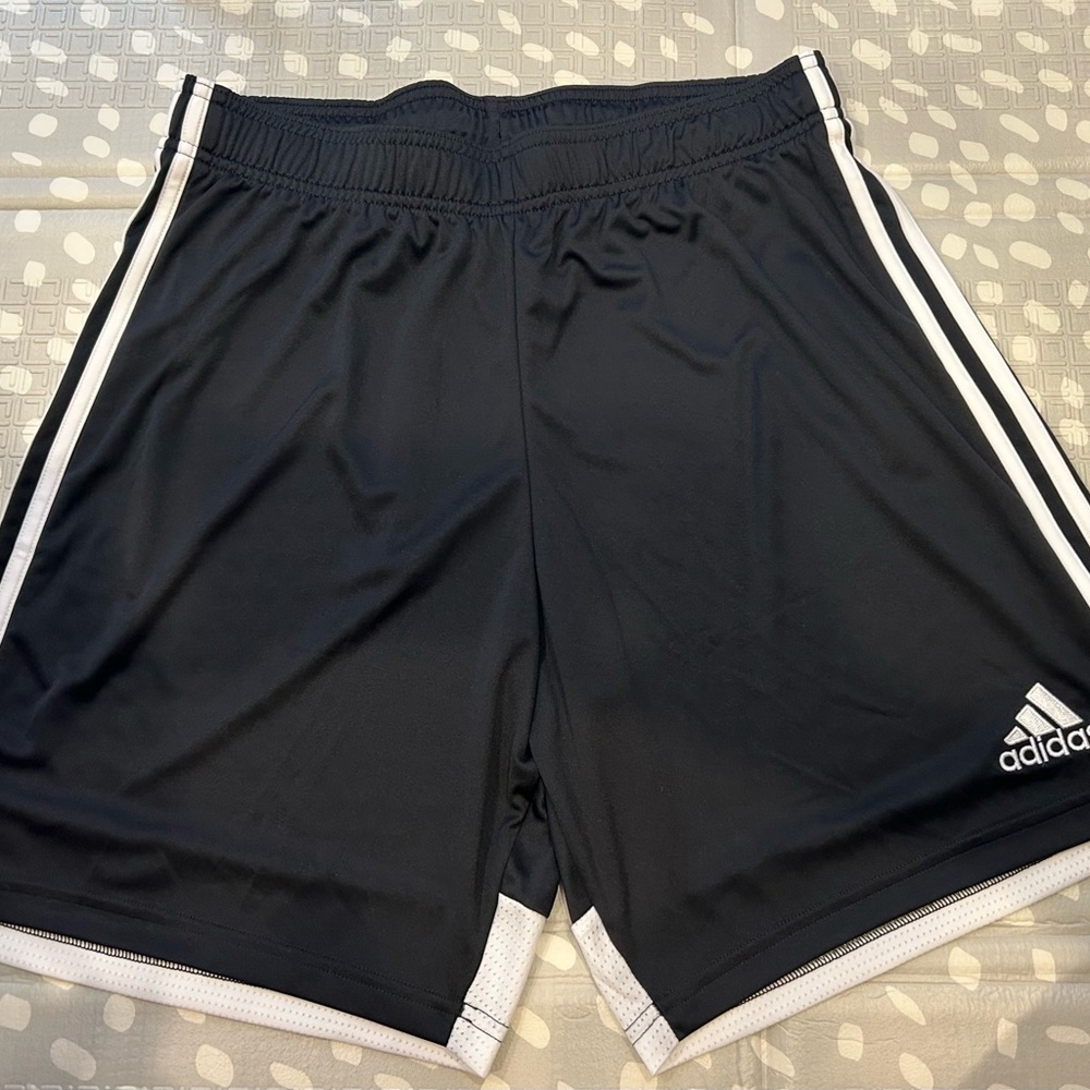 Adidas Black and White Athletic Shorts with Stripes